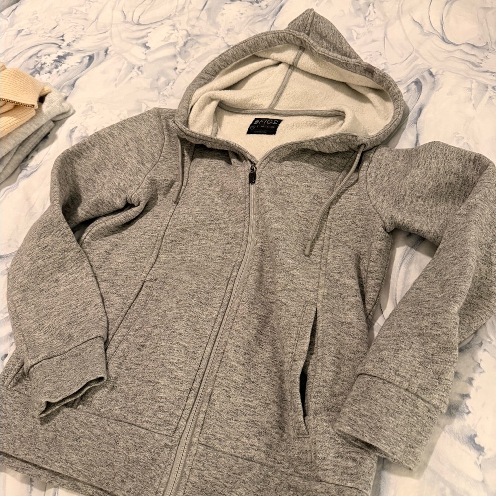 Figs women’s Light Gray Hooded Jacket